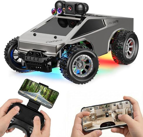 سيارات RC مع شاحنة تحكم عن بعد بكاميرا مع كاميرا FPV بدقة 720 بكسل عالية الدقة، سيارة تحكم عن بعد لجميع التضاريس مع بطارية قابلة للشحن بإضاءة LED، هدايا لعبة سيارة RC 1:28 للأطفال الأولاد والبنات in Kuwait