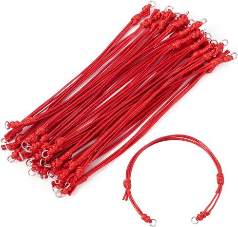Beadthoven 20Pcs Black Waxed Cord Bracelets Strings Waterproof Adjustable Polyester Cord Braided Knot Rope Friendship Bracelets with Metal Loops for Jewelry Making DIY Crafts Findings Halloween in Saudi Arabia