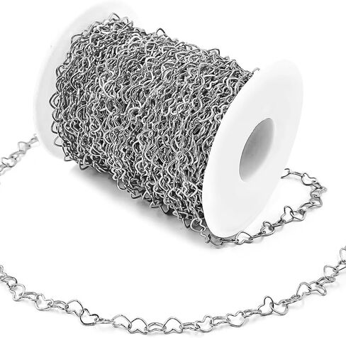 Silver Heart Chain for Jewelry Making - 15ft Link Chain Supplies Bulk for DIY Necklace Bracelet Hat Chains Decoration 3 * 4mm in Saudi Arabia