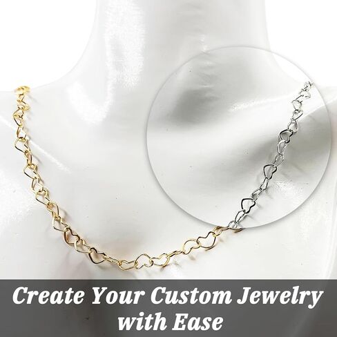 Silver Heart Chain for Jewelry Making - 15ft Link Chain Supplies Bulk for DIY Necklace Bracelet Hat Chains Decoration 3 * 4mm in Saudi Arabia
