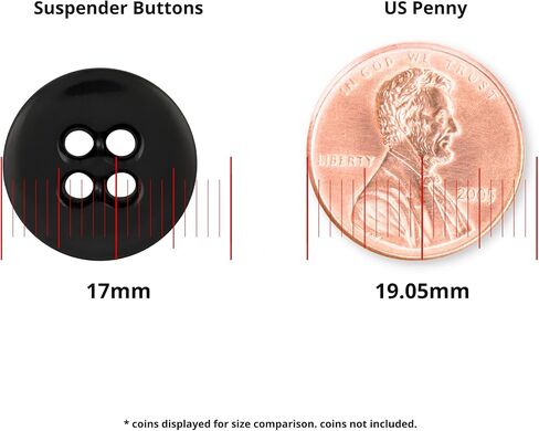 ButtonMode Suspender Brace Buttons 17mm 27L Style 4 للسراويل والسراويل والملابس الرسمية والدنيم والجلود والجيش والمواصفات العسكرية الأمريكية القوة الصناعية، مقاس 0.675 بوصة أو 11/16 بوصة، أسود، 12 زرًا in Kuwait