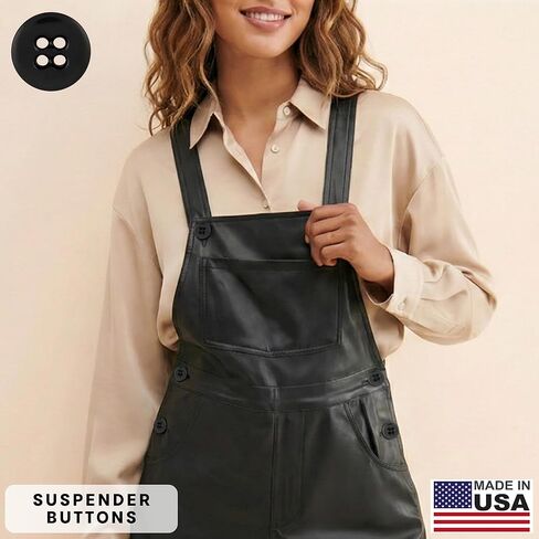 ButtonMode Suspender Brace Buttons 17mm 27L Style 4 للسراويل والسراويل والملابس الرسمية والدنيم والجلود والجيش والمواصفات العسكرية الأمريكية القوة الصناعية، مقاس 0.675 بوصة أو 11/16 بوصة، أسود، 12 زرًا in Kuwait