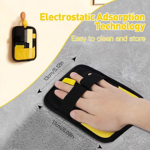Electrostatic Pet Hair Removal Glove - Reusable Pet Hair Removal Glove with Cleaning Brush & Flea Comb for Cats & Dogs, Washable for Clothing, Couch, Carpet, Car Seat (Black/Yellow) in Kuwait