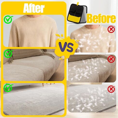 Electrostatic Pet Hair Removal Glove - Reusable Pet Hair Removal Glove with Cleaning Brush & Flea Comb for Cats & Dogs, Washable for Clothing, Couch, Carpet, Car Seat (Black/Yellow) in Kuwait