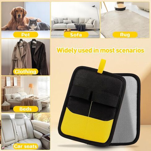 Electrostatic Pet Hair Removal Glove - Reusable Pet Hair Removal Glove with Cleaning Brush & Flea Comb for Cats & Dogs, Washable for Clothing, Couch, Carpet, Car Seat (Black/Yellow) in Kuwait