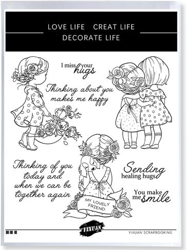 Lovely Girls Friends Great Friendship Clear Stamps and Metal Cutting Dies Set with Plastic Envelope Box for Card Making DIY Albums Crafts Decor Scrapbooking Supplies Silicone Stamps Knife Mold in Saudi Arabia
