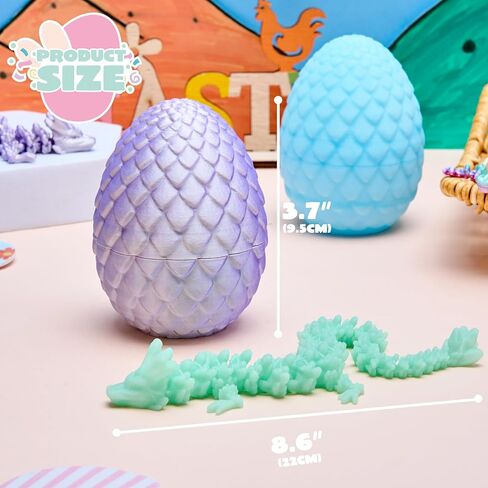 JOYIN 8 Pcs 3D Printed Dragon Eggs with Colorful Dragon, Articulated Magic Toys, Easter Basket Stuffers for Kids Party Favors, Goodie Bag Fillers, Easter Egg Hunt, Classroom Prize Supplies Gifts in Saudi Arabia