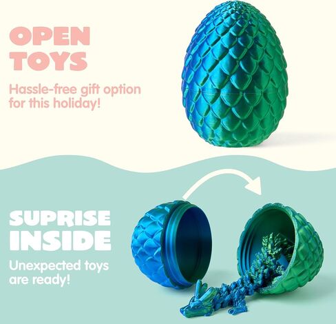 JOYIN 8 Pcs 3D Printed Dragon Eggs with Colorful Dragon, Articulated Magic Toys, Easter Basket Stuffers for Kids Party Favors, Goodie Bag Fillers, Easter Egg Hunt, Classroom Prize Supplies Gifts in Saudi Arabia