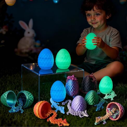 JOYIN 8 Pcs 3D Printed Dragon Eggs with Colorful Dragon, Articulated Magic Toys, Easter Basket Stuffers for Kids Party Favors, Goodie Bag Fillers, Easter Egg Hunt, Classroom Prize Supplies Gifts in Saudi Arabia
