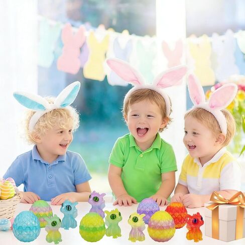 Anditoy 6 PCS Prefilled 3D Printed Easter Eggs Crystal Mini Dragon Eggs with Toys Inside for Kids Boys Girls Easter Basket Stuffers Gifts Party Favors in Kuwait