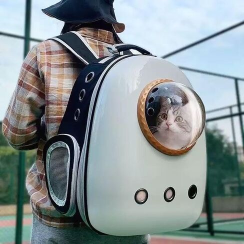 Pet Carrier Cat Space Capsule - Large Capacity Transparent Backpack | Hidden Ventilation Design for Portable Travel | Cat Walking/Travel/Outdoor - Dedicated Backpack for Small to Medium Cats in Saudi Arabia