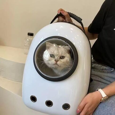 Pet Carrier Cat Space Capsule - Large Capacity Transparent Backpack | Hidden Ventilation Design for Portable Travel | Cat Walking/Travel/Outdoor - Dedicated Backpack for Small to Medium Cats in Saudi Arabia
