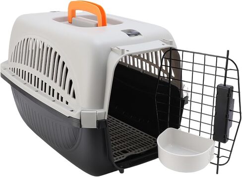 Travel Cats Carrier, Plastic Hard Sided Cats Pet Travel Carrier, Small Pet Travel Crate with Handle, Ventilated Design Pet Carrier, Easy Assembly, Dog Carriers for Small Dog (Black) in Saudi Arabia
