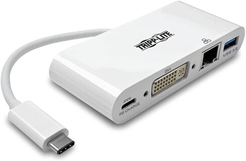 Tripp Lite USB C to VGA Multiport Video Adapter Converter 1080p w/ USB-A Hub, USB-C PD Charging Port & Gigabit Ethernet Port, Thunderbolt 3 Compatible, USB Type C, USB-C, USB Type-C (U444-06N-VGU-C) in Saudi Arabia