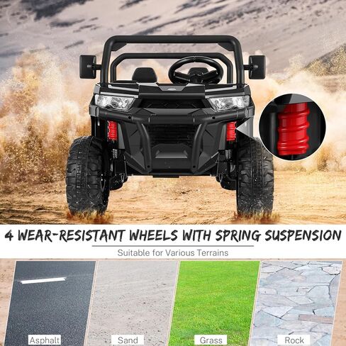 Hikole 2 Seater Ride on Car with Remote, 24V Kids Electric Cars w/Dump Bed, 6 Suspension, 4WD, 3 Speeds, Music, Storage Trunk-6x6 Ride On UTV Truck for Big Kids Boys Girls Age 3-8, Black in Saudi Arabia