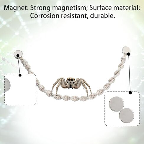2 PCS Jumping Spider Rope Bridge Swings, Magnetic Mounting Jumping Spiders Climbing Rope, Braided Spider Twine Ladders Accessories for Pet Tiny Animals Enclosure Decorations in Kuwait