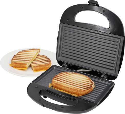 MegaChef Electric Compact Aluminum Nonstick Panin Press Grill Sandwich Maker, Countertop Appliance, Sandwich Grill, Upright Storage, Overheat Safety Protect (Triangle Plate) in Saudi Arabia