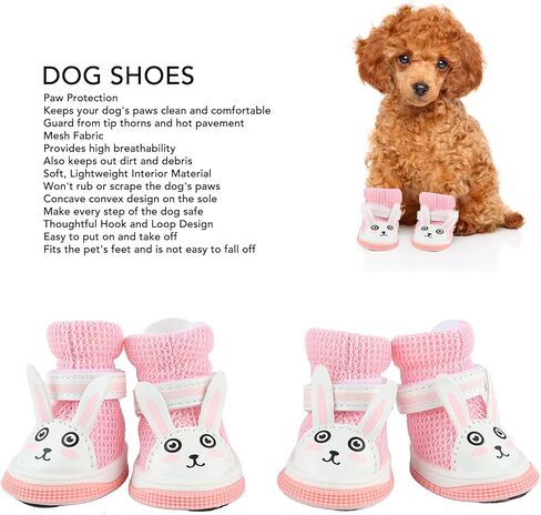 Mesh Dog Shoes, Pink Breathable Dog Boots for Summer Hot Pavement, Cute Comfortable Slip Resistant Dog Boots Paw Protectors with Breathable Rubber Sole for Small Medium Large Dogs Pink in Saudi Arabia