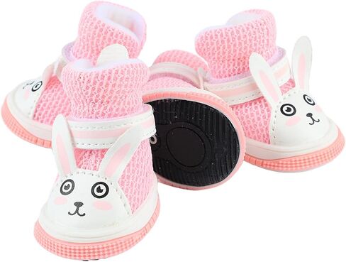 Mesh Dog Shoes, Pink Breathable Dog Boots for Summer Hot Pavement, Cute Comfortable Slip Resistant Dog Boots Paw Protectors with Breathable Rubber Sole for Small Medium Large Dogs Pink in Saudi Arabia