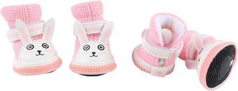 Mesh Dog Shoes, Pink Breathable Dog Boots for Summer Hot Pavement, Cute Comfortable Slip Resistant Dog Boots Paw Protectors with Breathable Rubber Sole for Small Medium Large Dogs Pink in Saudi Arabia