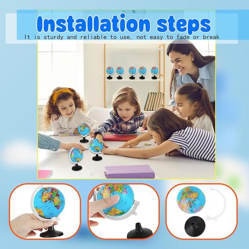 16 Pcs 3.4 Inches Mini World Globes Rotating Geographic Earth Map Globe with Stand for Learning Educational Classroom Desk Table Decoration, Blue in Saudi Arabia