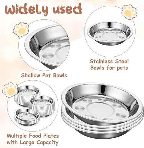 Giantree 24 Pcs Shallow Wide Stainless Steel Cat Bowls, Whisker Fatigue Relief Metal Pet Dishes Cat Food Feeding Plates Replacement for Small Dogs Cats and Other Small Animals in Saudi Arabia