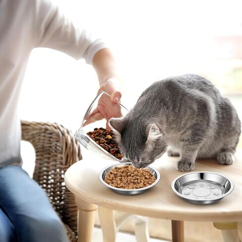 Giantree 24 Pcs Shallow Wide Stainless Steel Cat Bowls, Whisker Fatigue Relief Metal Pet Dishes Cat Food Feeding Plates Replacement for Small Dogs Cats and Other Small Animals in Saudi Arabia