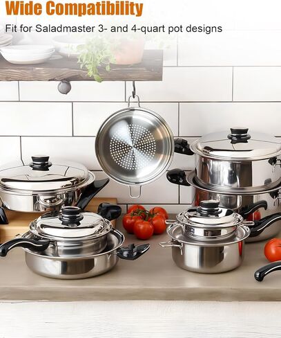 قطعتان من المقبض الجانبي البديل مناسب لـ Salad-Master Vintage Pre-1994 18-8 Tri-Clad، T304-S، أواني طهي 5 نجوم، مناسبة لأواني 3 و4 Qt in Kuwait