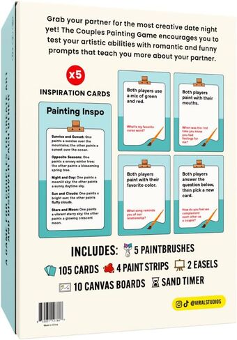 The Couples Painting Game – Date Night Card & Painting Kit | Fun DIY Activity with Prompts, Challenges & Questions for Deeper Connection, Meaningful Games for Adults and Teens, 2 Players in Saudi Arabia