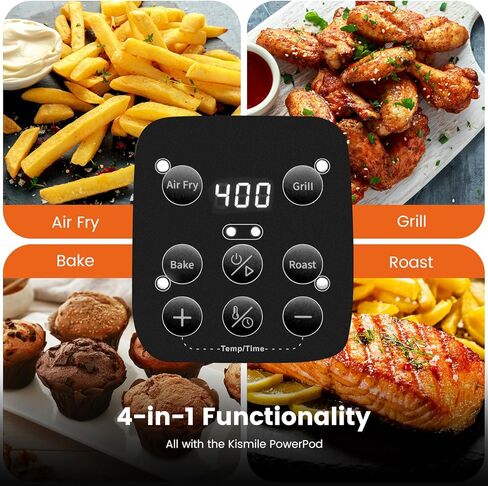 Kismile Air Fryer 4.5QT & 1.8QT, Premium Non Toxic Glass Containers with Lids, 105–400°F, Precise Heating for Even Results, Air Fry, Grill, Bake, Roast, Reheat, Keep Warm, 120V, Creamy in Saudi Arabia