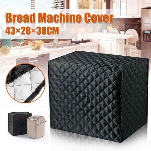 غطاء صانع الخبز مقاس 17 × 11 × 15 بوصة، غطاء غبار فرن محمصة مبطن من القطن والبوليستر لحماية آلة الخبز وأجهزة المطبخ الصغيرة، يمكن غسله في الغسالة أو اليدين (اللون: أسود) in Kuwait