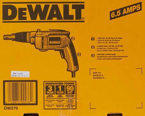 DEWALT Drywall Screw Gun, Variable Speed Reversible, 6.5-Amp (DW276) in Saudi Arabia