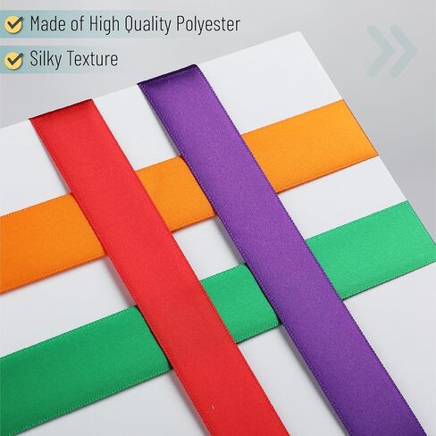 مستر بن - شريط من الساتان، 6 بكرات، 1 بوصة، 5 ياردات/لفة، شريط قوس قزح نابض بالحياة 1 بوصة in Kuwait