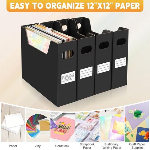 Scrapbook Paper Storage, 8 Pack Scrapbook Papers Organizer with 10 Self-adhesive Labels, 12x12 Paper Storage Organizer Holds over 4000 Papers, File Organizer for Cardstock, Vinyl Sheets, Craft Sheets in Saudi Arabia