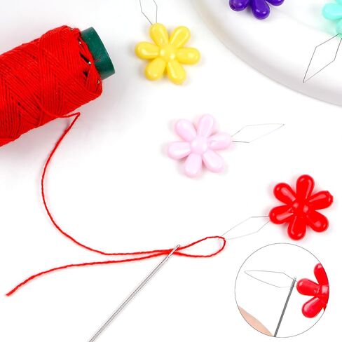 6 Pcs Needle Threader for Hand Sewing, Sewing Machine Thread Helper, Flower Head Plastic Needle Threaders, Beading Tool, Colorful in Saudi Arabia