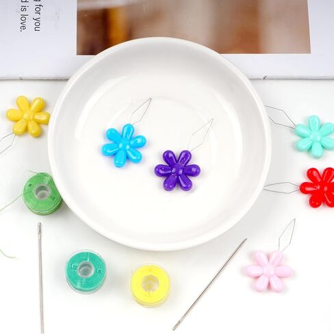 6 Pcs Needle Threader for Hand Sewing, Sewing Machine Thread Helper, Flower Head Plastic Needle Threaders, Beading Tool, Colorful in Saudi Arabia