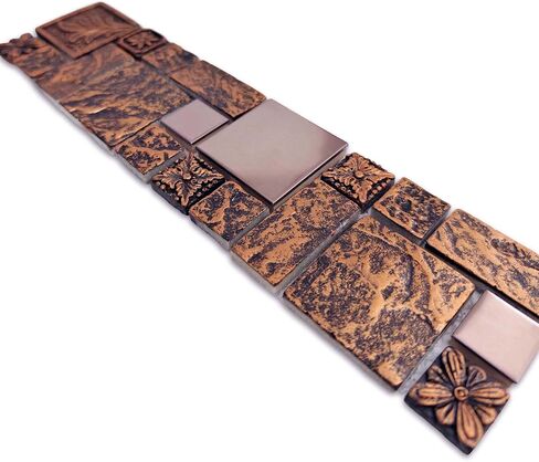 Hominter البرونزية والمعدنية المصقولة بلاط الفسيفساء النحاس محكم الراتنج الزخرفية الجدار باكسبلاش للمطبخ باكسبلاش، جدار الحمام، الموقد المحيطي (5 أقدام مربعة) in Kuwait