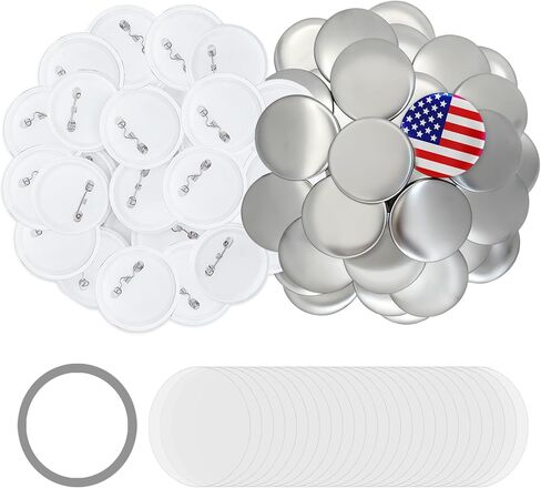100 Sets 75mm Button Maker Supplies, 3 Inch Button Supplies Blank Badge Parts Includes Metal Covers, Plastic Backs& Clear Film, Compatible with Button Maker/Pin Press Machine in Saudi Arabia