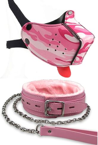 Neoprene Puppy Face Muzzle Dog Hood Mask Play Hoods Pup Play Gear Mask (Pink, One Size) in Saudi Arabia
