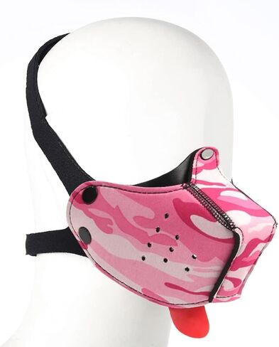 Neoprene Puppy Face Muzzle Dog Hood Mask Play Hoods Pup Play Gear Mask (Pink, One Size) in Saudi Arabia