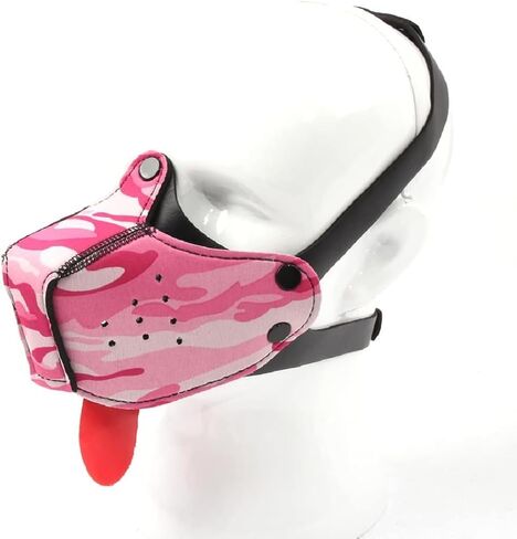 Neoprene Puppy Face Muzzle Dog Hood Mask Play Hoods Pup Play Gear Mask (Pink, One Size) in Saudi Arabia
