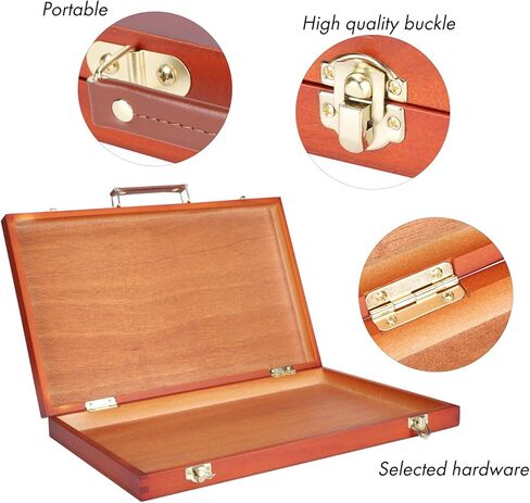 ZJchao Retro Wooden Painting Tool Storage Box Portable Drawing Oil Painting Case Accessory Artistic Travel Friendly for Outdoor Sketching Artists Paulownia Material Brown 37 x 23 x in Saudi Arabia