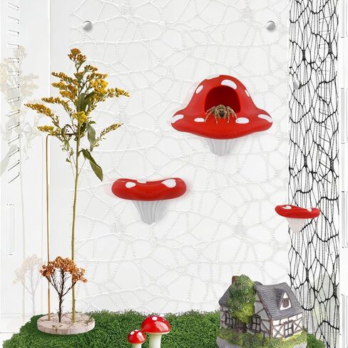 3 Pcs Jumping Spider Enclosure Accessories with 2 Spider Webs Jumping Spider Mushroom Platforms Magnetic Mounting Jumping Spider Accessories for Jumping Climbing Resting Exploration in Saudi Arabia