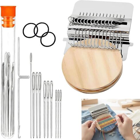 XPFXPF PatchMaker 2.0 Kit – Mini Darning Loom for Knit Patch Repair, Portable Knitting Tool with 14 Hooks & Stainless Steel Needles for Jeans, Socks & Clothes in Saudi Arabia