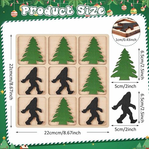 Bigfoot Wooden Tic Tac Toe Games Wooden Bigfoot Sasquatch Gifts 10 Big Foot and Pine Tree Pieces Table Board Games for Family Night Holiday Christmas Decorations in Saudi Arabia