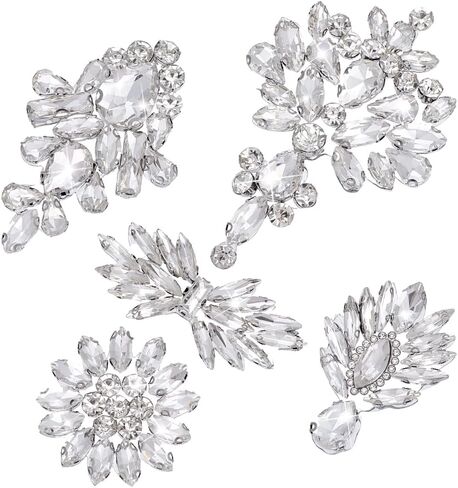 PH PandaHall 5pcs Rhinestone Applique Patches for Clothes Felt Flower Bowknot Iron On Embroideries Transparent Trim Crystal Applique for DIY Dresses Hats Bags Craft Decor Wedding Decoration in Kuwait