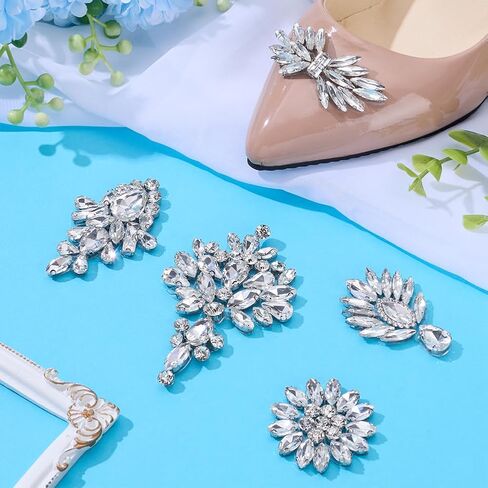 PH PandaHall 5pcs Rhinestone Applique Patches for Clothes Felt Flower Bowknot Iron On Embroideries Transparent Trim Crystal Applique for DIY Dresses Hats Bags Craft Decor Wedding Decoration in Kuwait