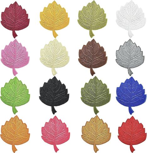 16PCS Big Leaf Embroidered Iron On Patches, 16 Colors Applique Patches, 1.77in Natural Themed Sew on Emblem, Creative Patch for Clothes T-Shirts Jeans Jacket Bags Hats DIY Sewing Crafts Decoration in Saudi Arabia