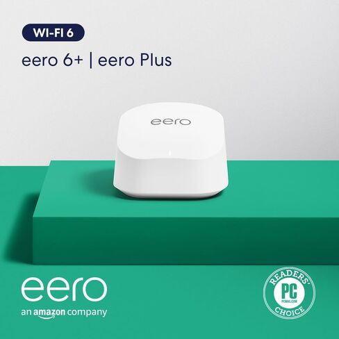 نظام Amazon eero 6+ Mesh wifi - يدعم خطط الإنترنت حتى جيجابت، تغطية تصل إلى 4500 قدم مربع، توصيل أكثر من 75 جهازًا، 3 عبوات in Kuwait