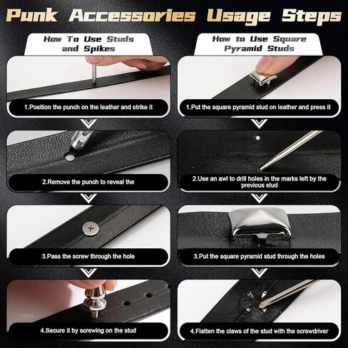 600 PCS Metal Studs and Spikes for Clothing, 8 Size Cone Spikes and Pyramid Studs,Screwback Studs Rivets Punk Accessories Kit for DIY Punk Style Clothes Bags Purse Collar Leather Craft in Saudi Arabia